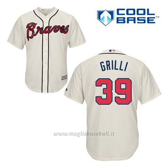 Maglia Baseball Uomo Atlanta Braves 39 Jason Grilli Crema Alterner Cool Base